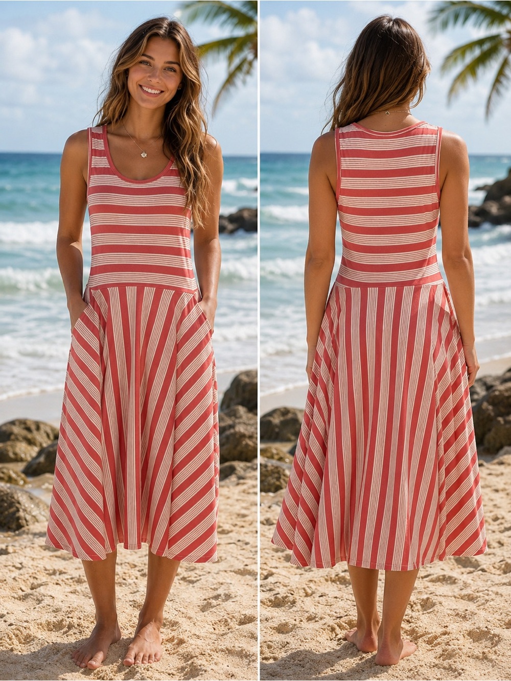 LuLaRoe Nicki Red and White Striped Dress
